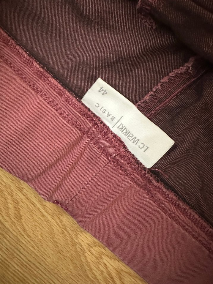 Bordo Düğmeli Kadın Kumaş Pantolon - Görsel 2