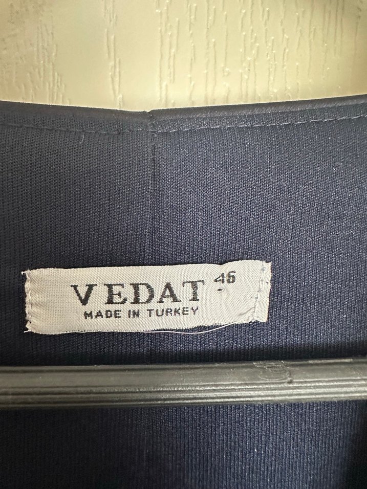 Lacivert Drapeli Kolsuz Uzun Elbise - Görsel 2