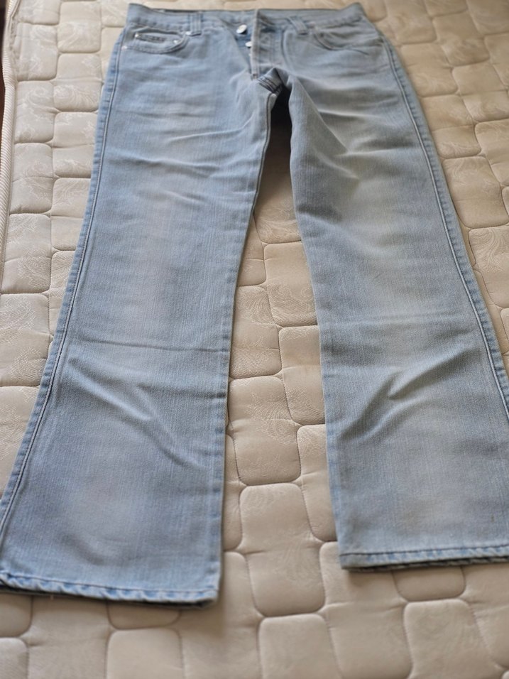 Düğmeli Buz mavisi Kot Pantolon - Görsel 2