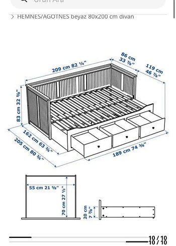 HEMNES/AGOTNES Beyaz Çekmeceli Çocuk Divanı 80x200 cm - Görsel 8