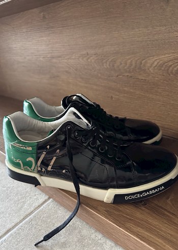 Dolce & Gabbana Erkek Yeşil Baskılı Bağcıklı Sneaker