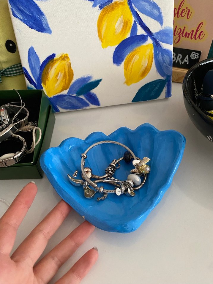 Mavi Kabuk Şeklinde Dekoratif Tabak - Görsel 2