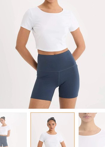 Defacto Beyaz Kısa Kollu Basic Crop Top