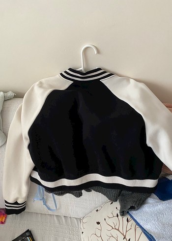 Siyah Beyaz Kadın Bomber Ceket - Görsel 2