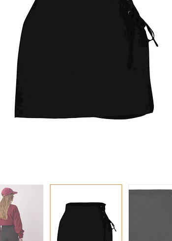 Beli Bağcıklı Siyah Mini Etek - Görsel 2