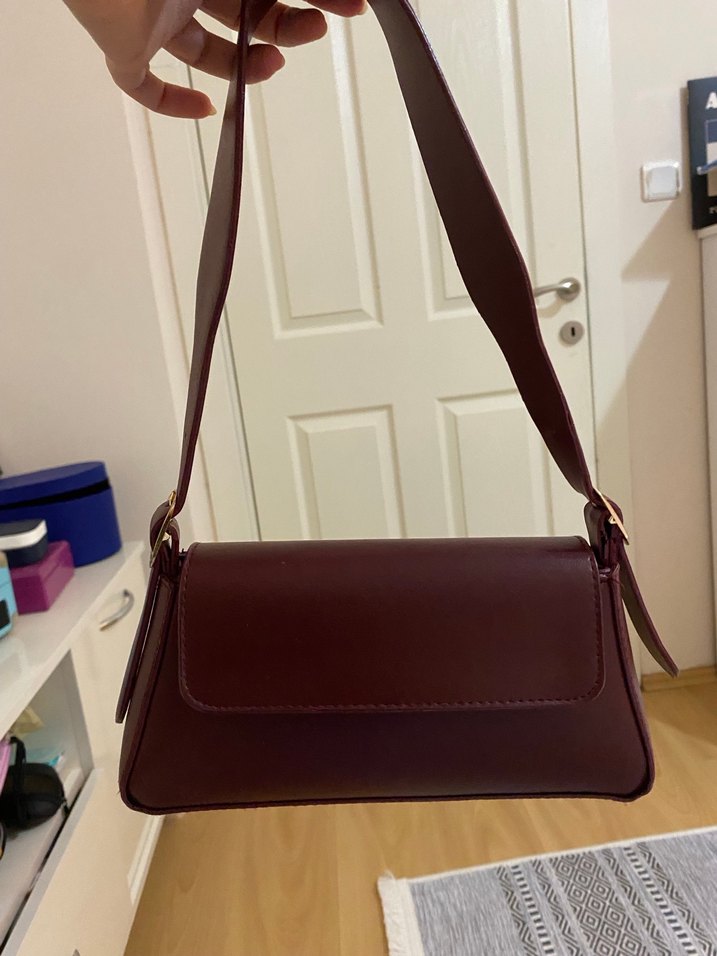 bordo Deri Kadın Çanta - Görsel 2