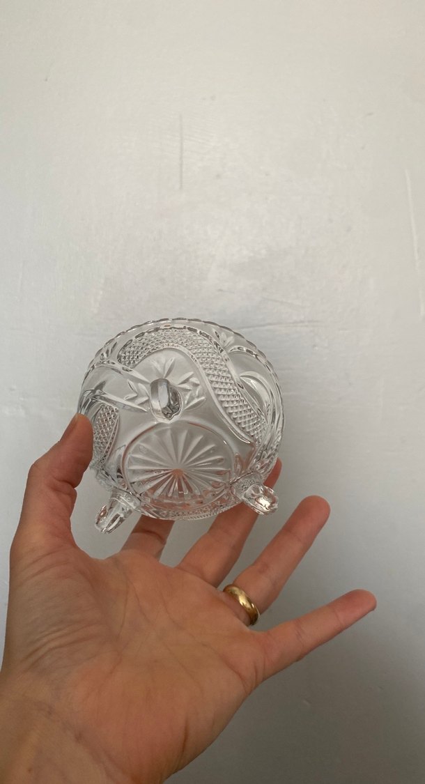 Bohem Tarzı Beyaz Desenli Cam Şekerlik Seti - Görsel 4