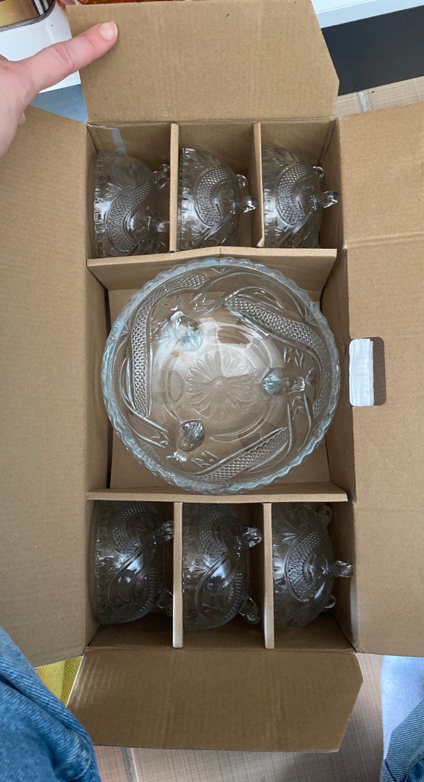 Bohem Tarzı Beyaz Desenli Cam Şekerlik Seti - Görsel 2