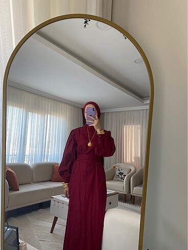 Bordo tesettür abiye