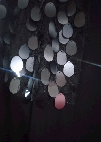 Kadın Siyah Uzun Kollu Payetli Uzun ceket - Görsel 9