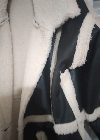 Siyah Deri Kürklü Uzun Kadın Kışlık Ceket - Görsel 10