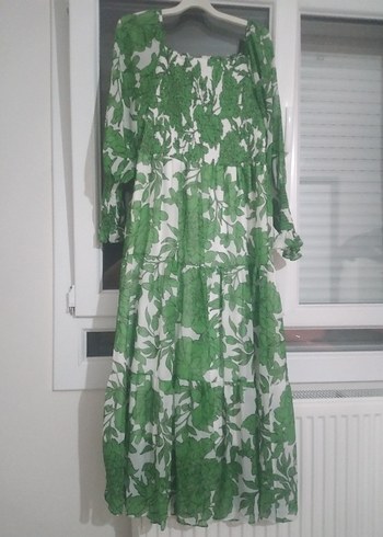 Yeşil Bohem Uzun Elbise - Görsel 7