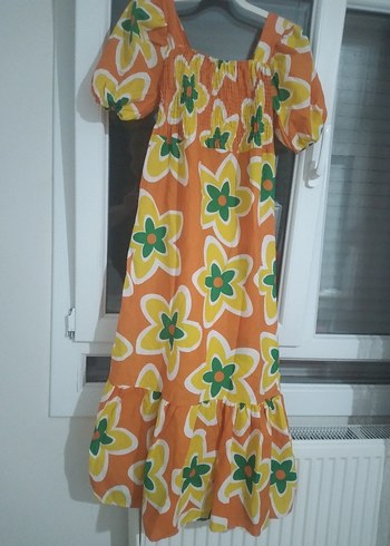 Renkli Çiçek Desenli Uzun Bohem Elbise - Görsel 8