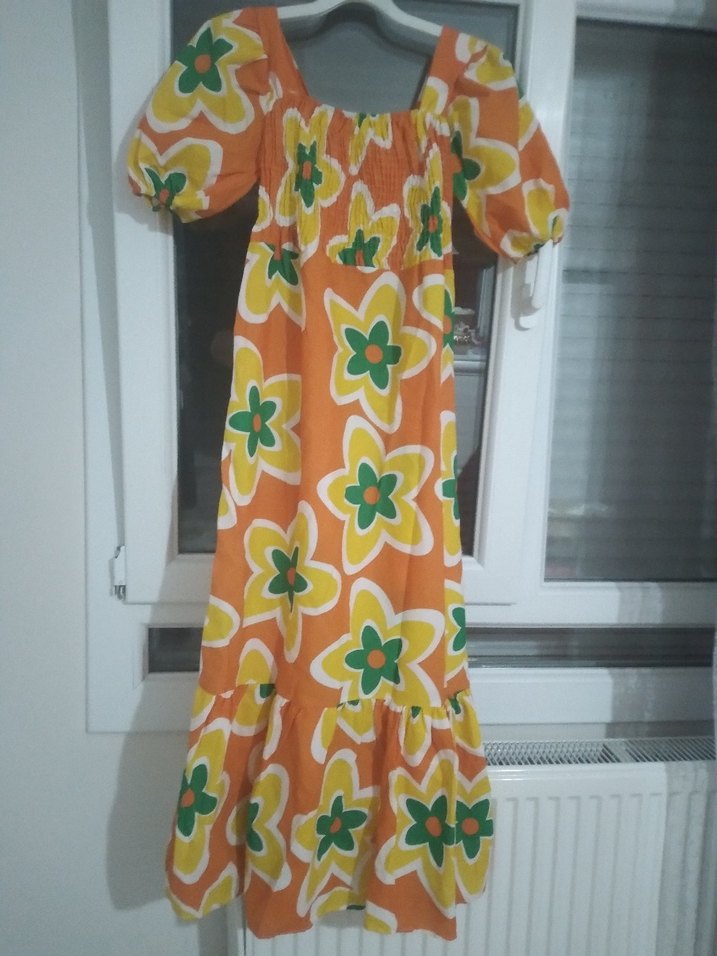 Renkli Çiçek Desenli Uzun Bohem Elbise - Görsel 2