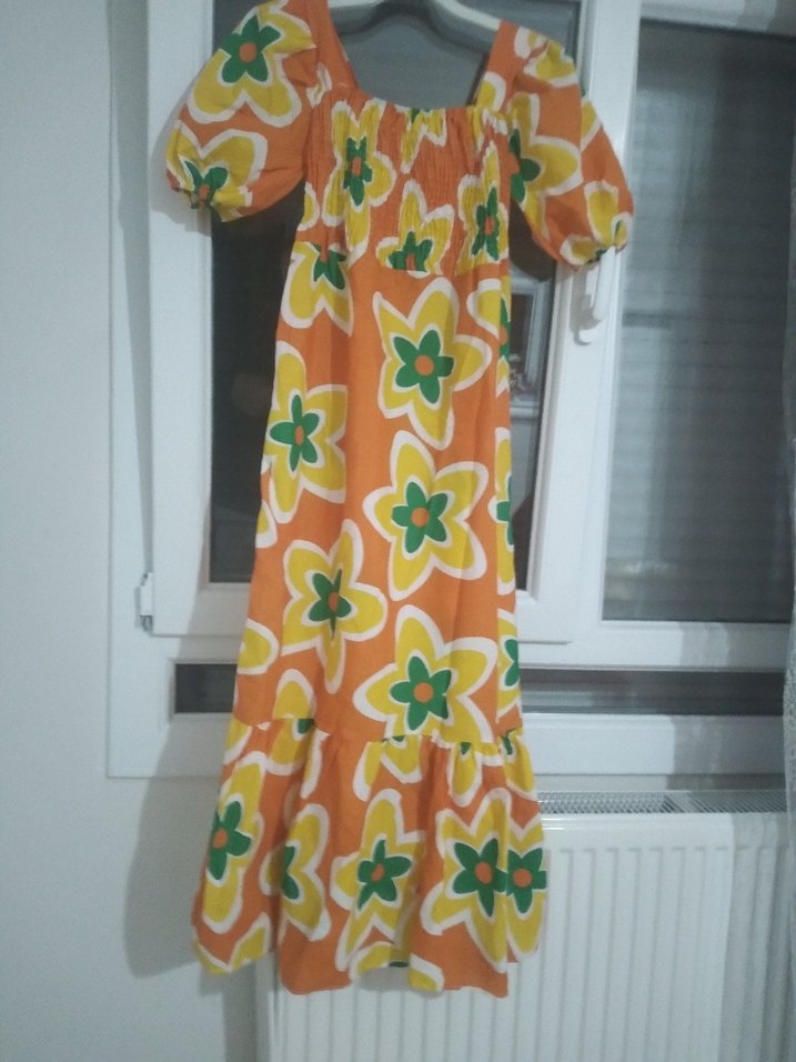 Renkli Çiçek Desenli Uzun Bohem Elbise - Görsel 3