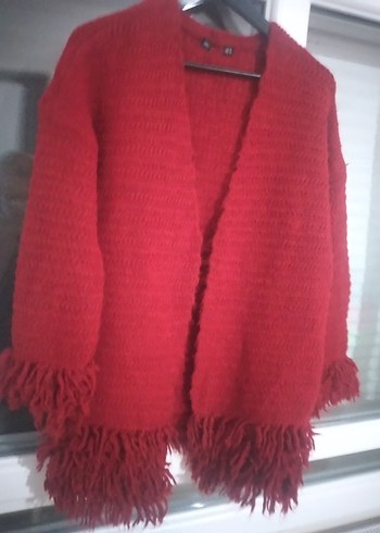 Kırmızı Örgü Kadın Şal - Görsel 3