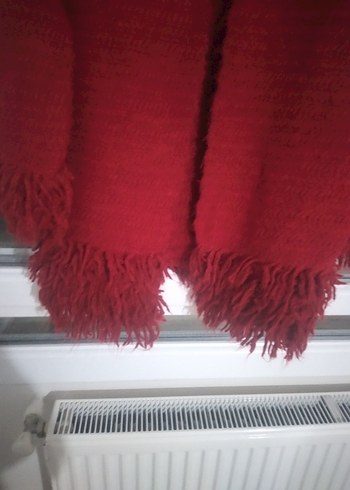 Kırmızı Örgü Kadın Şal - Görsel 4