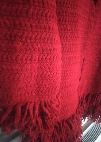 Kırmızı Örgü Kadın Şal - Görsel 6