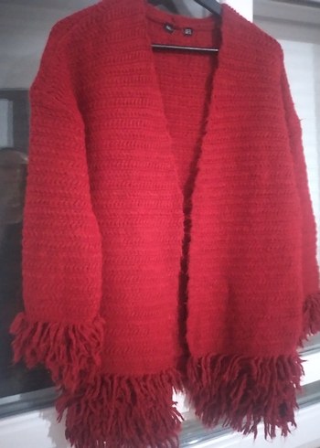 Kırmızı Örgü Kadın Şal - Görsel 8
