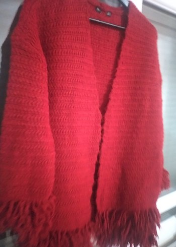 Kırmızı Örgü Kadın Şal - Görsel 9