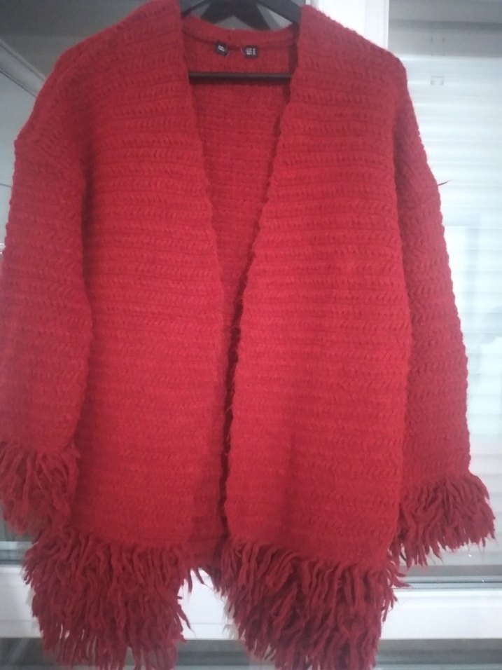 Kırmızı Örgü Kadın Şal - Görsel 5