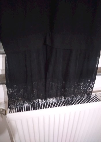 Uzun Kollu Siyah Dantel Detaylı Triko Elbise - Görsel 2