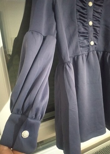 Mavi Pamuklu Uzun Kollu tunik - Görsel 7