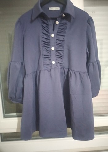 Mavi Pamuklu Uzun Kollu tunik - Görsel 4