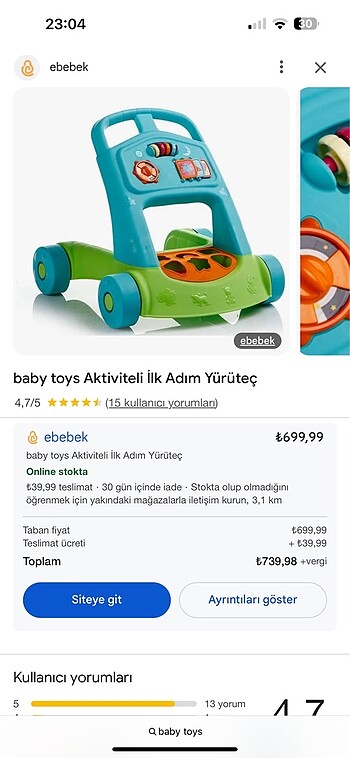 Fisher Price ilk adım yürüteç