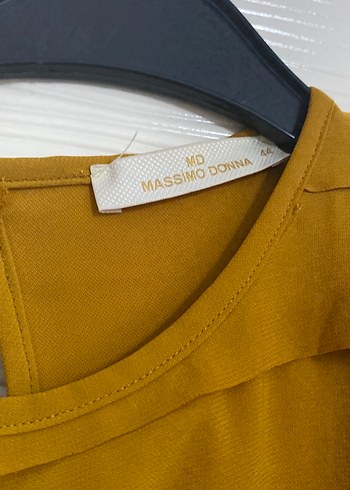 Massimo Dutti Kadın Pilili Midi Sarı tunik Massima Donna