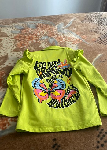 Düğmeli Yeşil kalın penye likralı Mini Ceket - Görsel 5