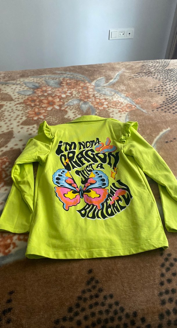 Düğmeli Yeşil kalın penye likralı Mini Ceket - Görsel 5