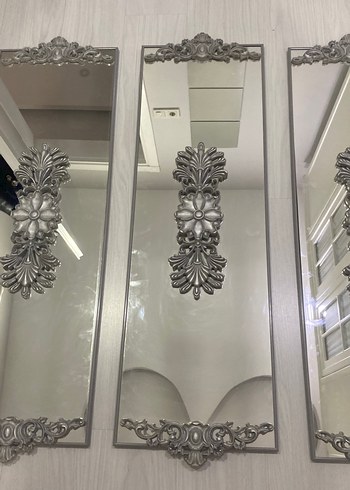 Gri Dekoratif Üçlü Duvar Aynası eni 36cm /boy110 cm - Görsel 2