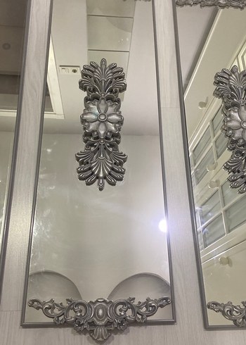 Gri Dekoratif Üçlü Duvar Aynası eni 36cm /boy110 cm - Görsel 3