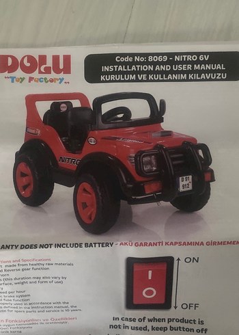Kırmızı Dolu Nitro 6V Akülü Çocuk Arabası - Görsel 2