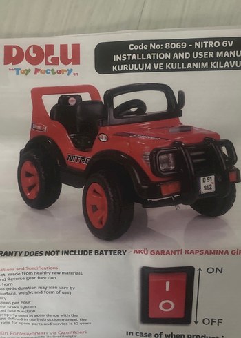 Kırmızı Dolu Nitro 6V Akülü Çocuk Arabası - Görsel 3