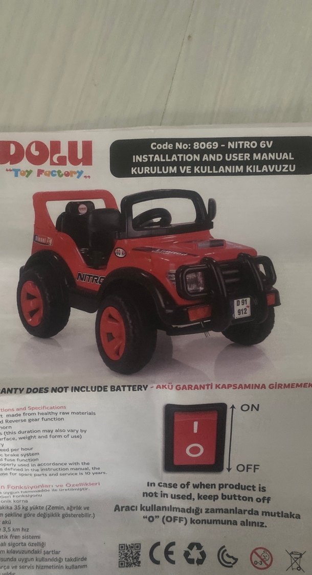 Kırmızı Dolu Nitro 6V Akülü Çocuk Arabası - Görsel 2