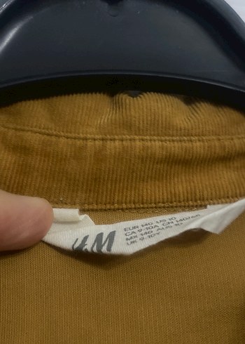 H&M hardal rengi kadife elbise 9/10 yaş - Görsel 2