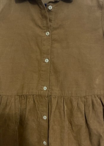 H&M hardal rengi kadife elbise 9/10 yaş - Görsel 3