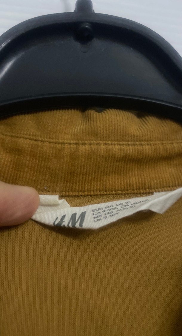 H&M hardal rengi kadife elbise 9/10 yaş - Görsel 2