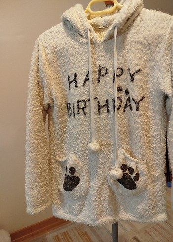 Beyaz Kürklü Kedi Kapüşonlu Sweatshirt - Görsel 2