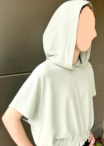 Mango mango Kısa Kollu açık yeşil Kapüşonlu Sweatshirt