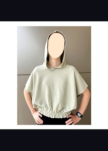 mango Kısa Kollu açık yeşil Kapüşonlu Sweatshirt