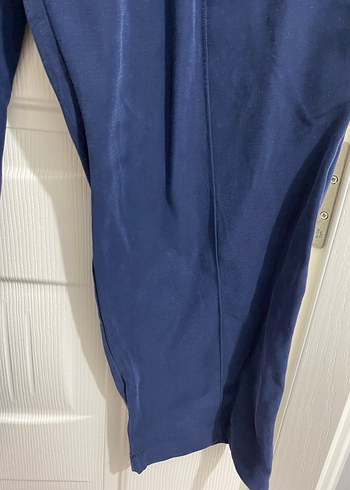 Düğmeli İşlemeli Uzun Mavi Kadın Takım - Görsel 7