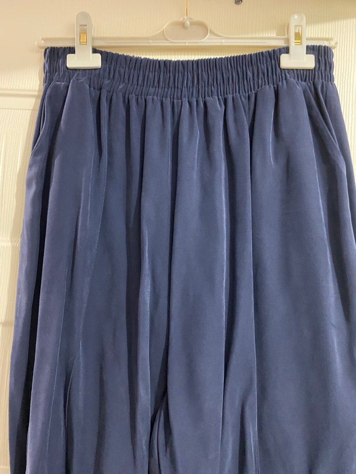 Düğmeli İşlemeli Uzun Mavi Kadın Takım - Görsel 3