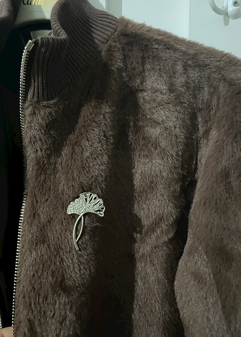 Kahverengi Suni Kürk Detaylı Kadın Ceket - Görsel 4