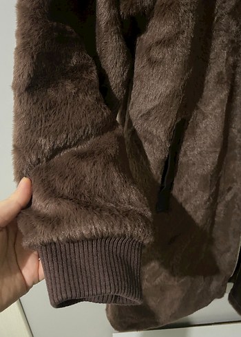 Kahverengi Suni Kürk Detaylı Kadın Ceket - Görsel 3