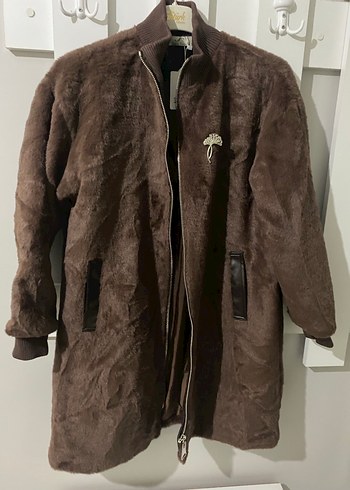 Kahverengi Suni Kürk Detaylı Kadın Ceket - Görsel 8