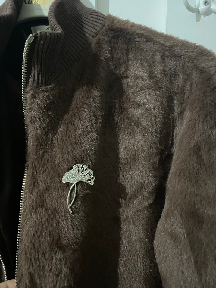 Kahverengi Suni Kürk Detaylı Kadın Ceket - Görsel 4