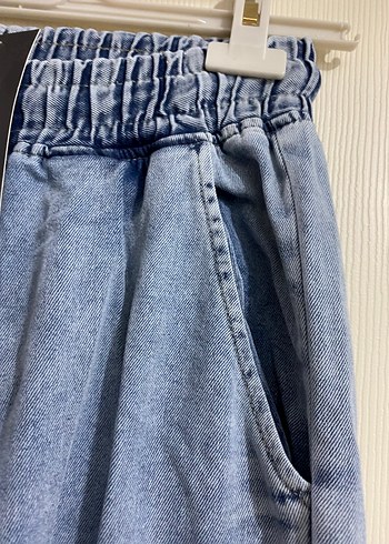 Kadın Mavi Bol Kesim Uzun Kot Pantolon - Görsel 4